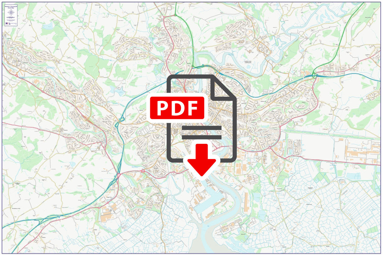 Central Newport City Street Map -Digital Download