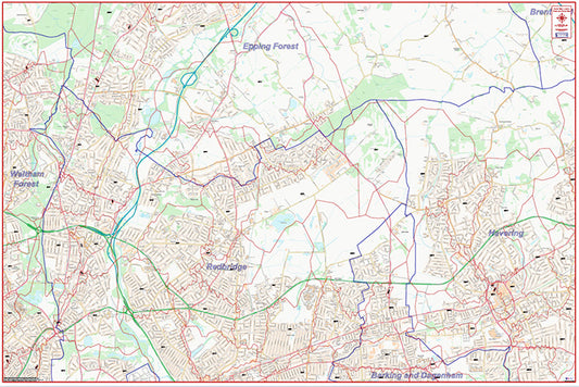 North East London Postcode City Street Map - Digital Download