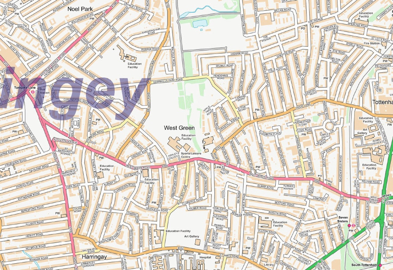 North London City Street Map - Digital Download