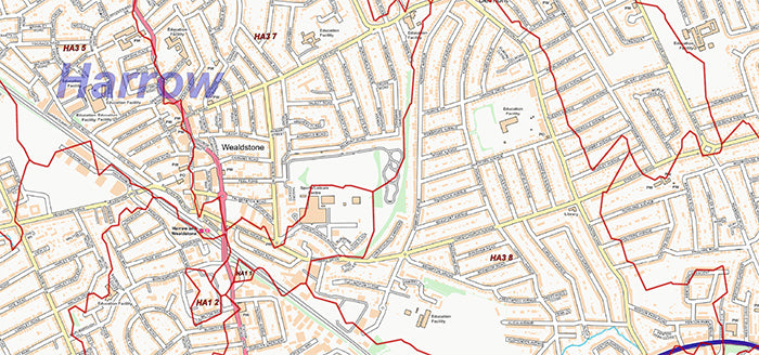 North West London Postcode City Street Map - Digital Download