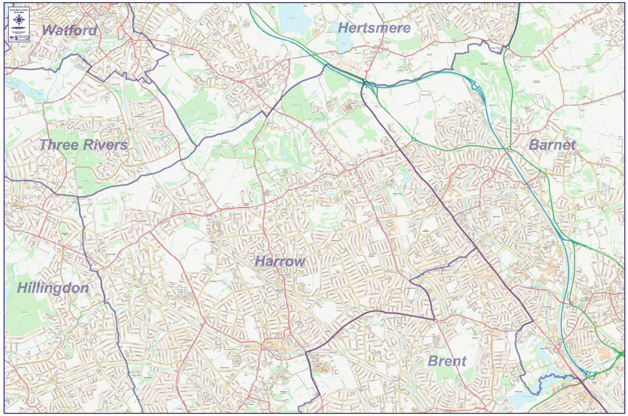 North West London City Street Map - Digital Download