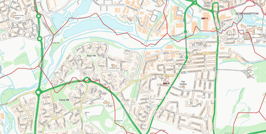 Central Northampton Postcode City Street Map - Digital Download