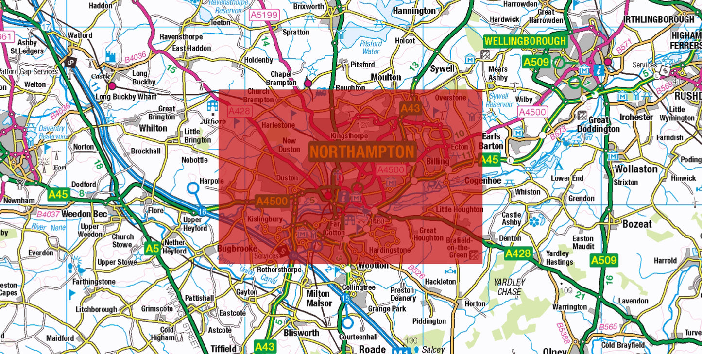Central Northampton Postcode City Street Map - Digital Download