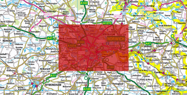 Central Norwich City Street Map - Digital Download