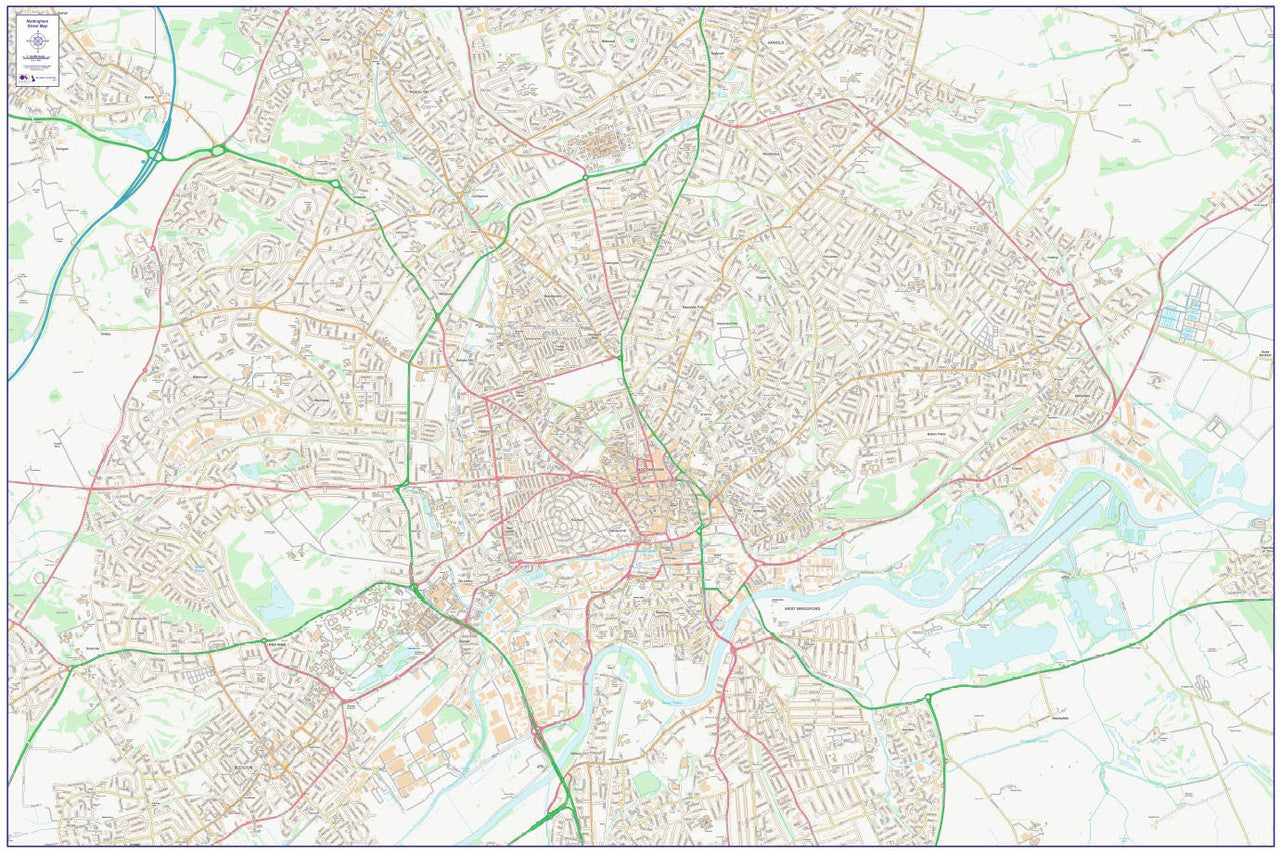 Central Nottingham City Street Map - Digital Download