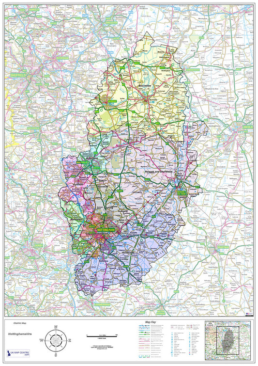 Nottinghamshire County Boundary Map - Digital Download