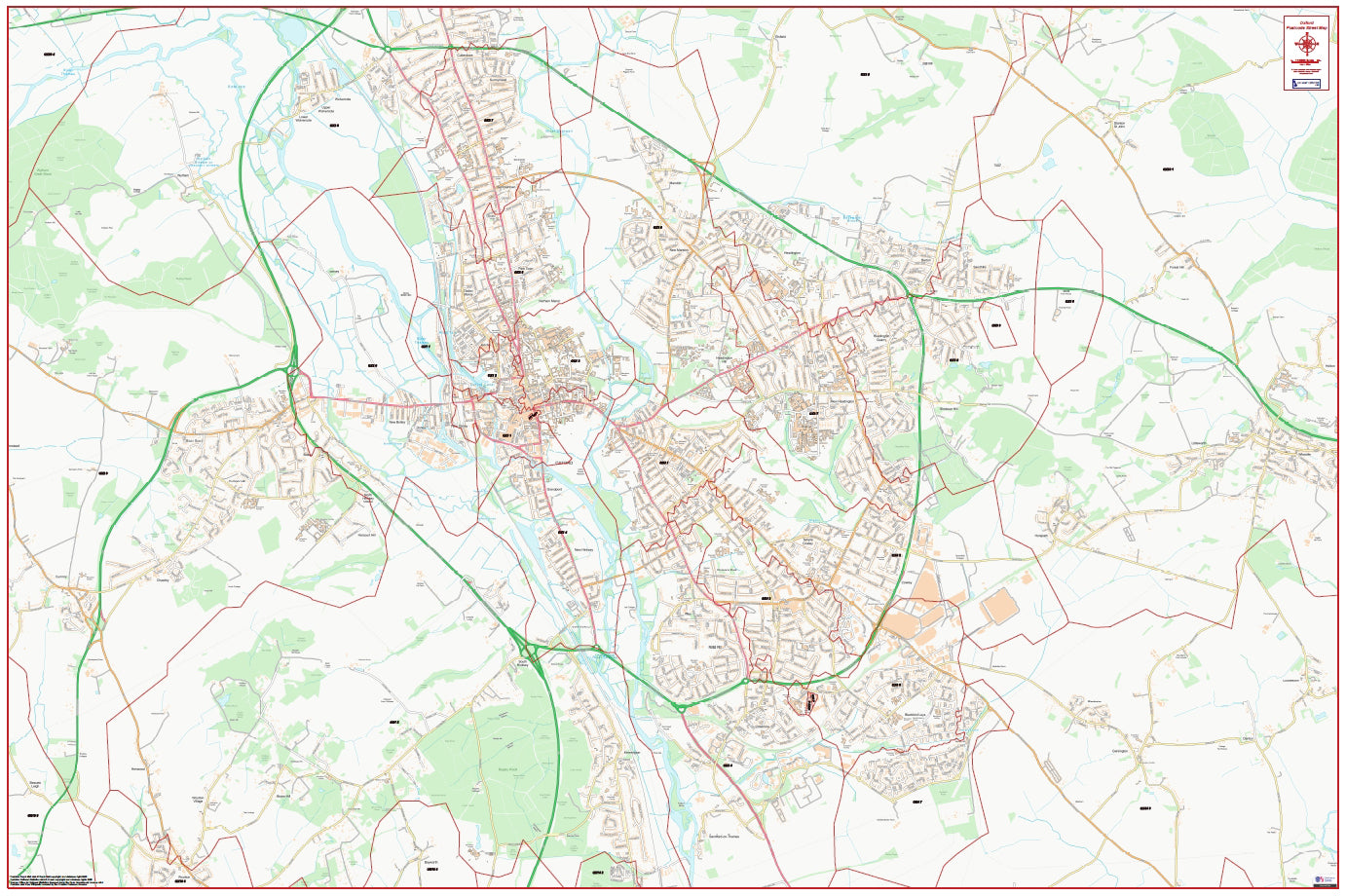 Central Oxford Postcode City Street Map - Digital Download
