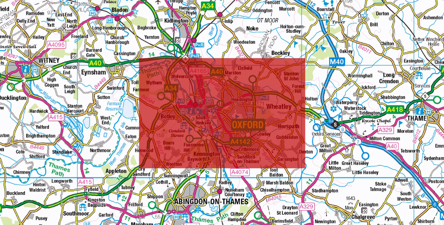 Central Oxford Postcode City Street Map - Digital Download