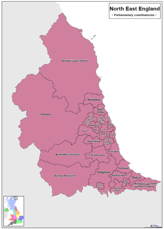Regional UK Parliamentary Maps - North East of England - Digital Download