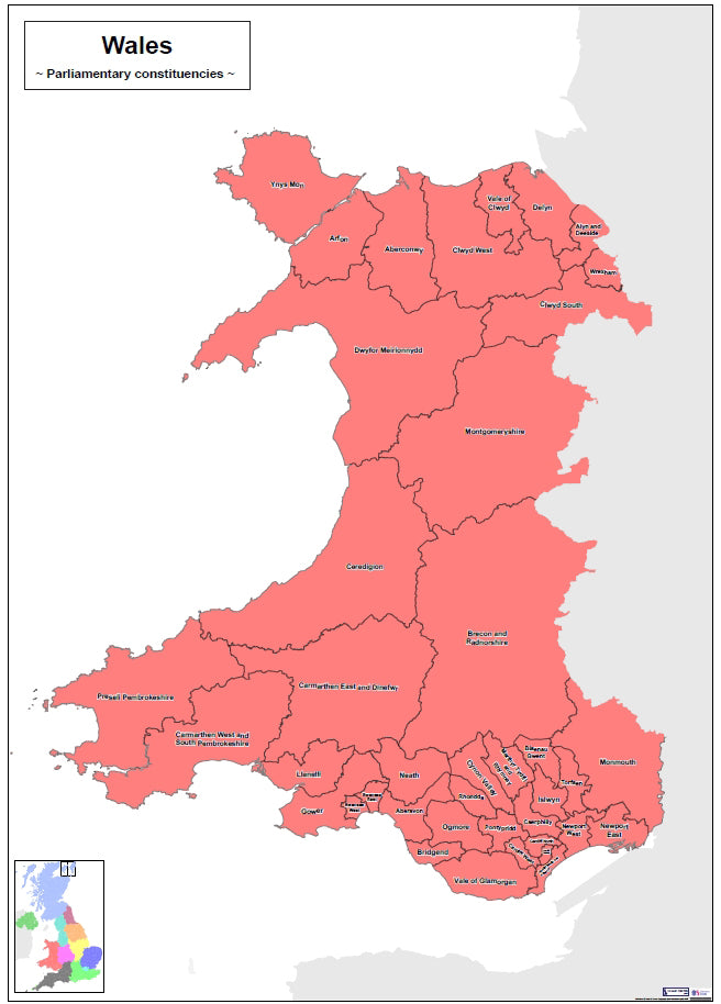 Regional UK Parliamentary Maps Wales Digital Download ukmaps.co.uk