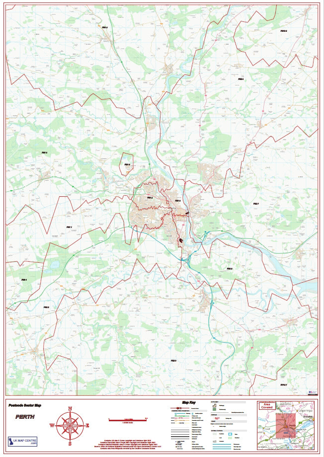Postcode City Sector Map - Perth - Digital Download
