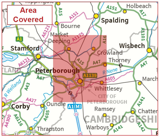 Postcode City Sector Map - Peterborough - Digital Download