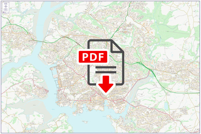 Central Plymouth City Street Map - Digital Download