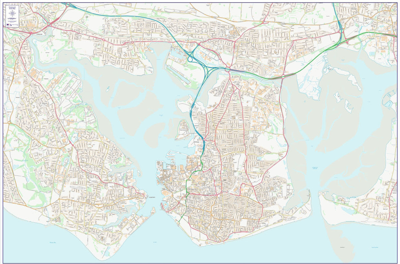 Central Portsmouth City Street Map - Digital Download