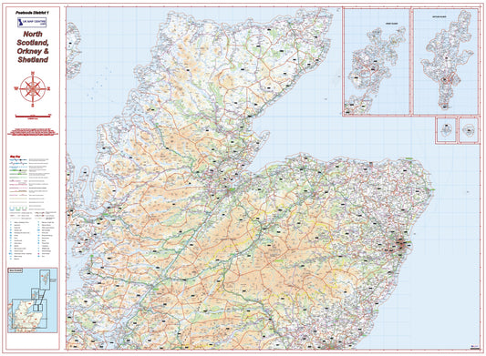 Postcode District Map 1 - North Scotland, Orkney & Shetland - Digital Download