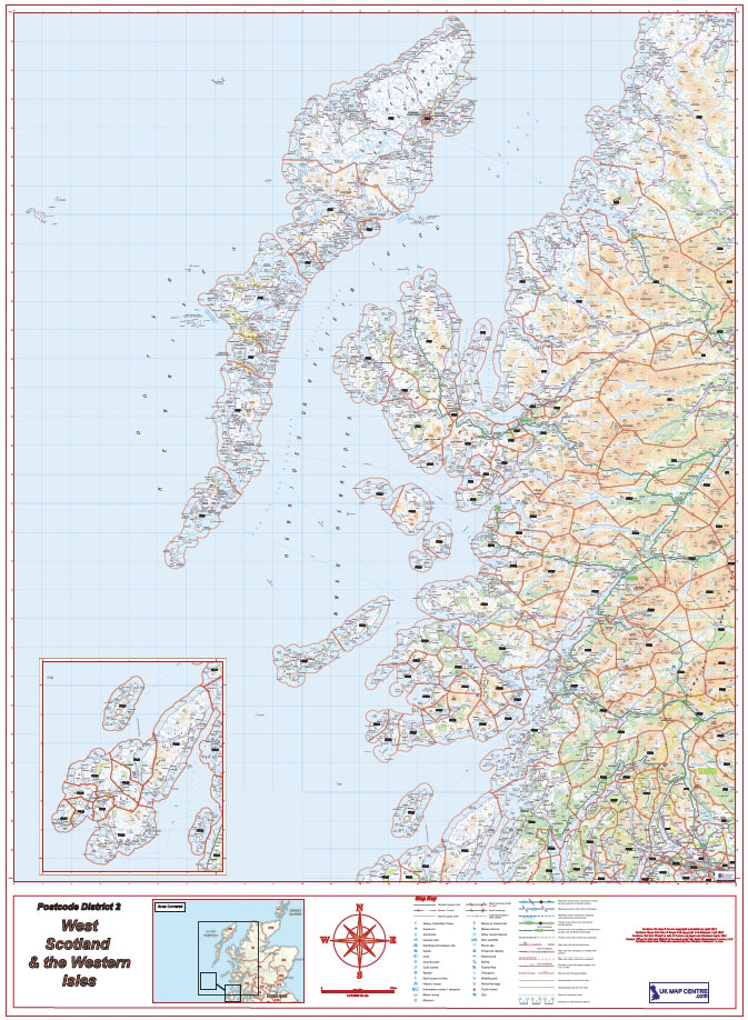 Postcode District Map 2 - West Scotland & the Western Isles - Digital Download