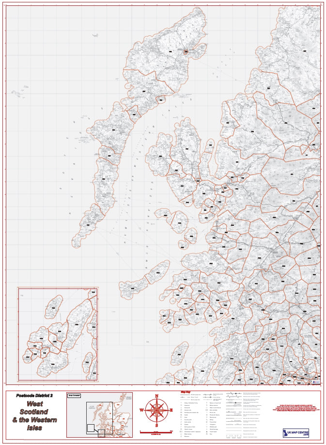 Postcode District Map 2 - West Scotland & the Western Isles - Digital Download