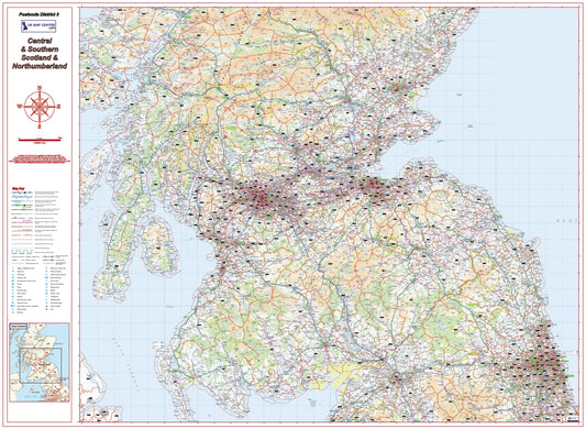 Postcode District Map 3 - Southern Scotland & Northumberland - Digital Download