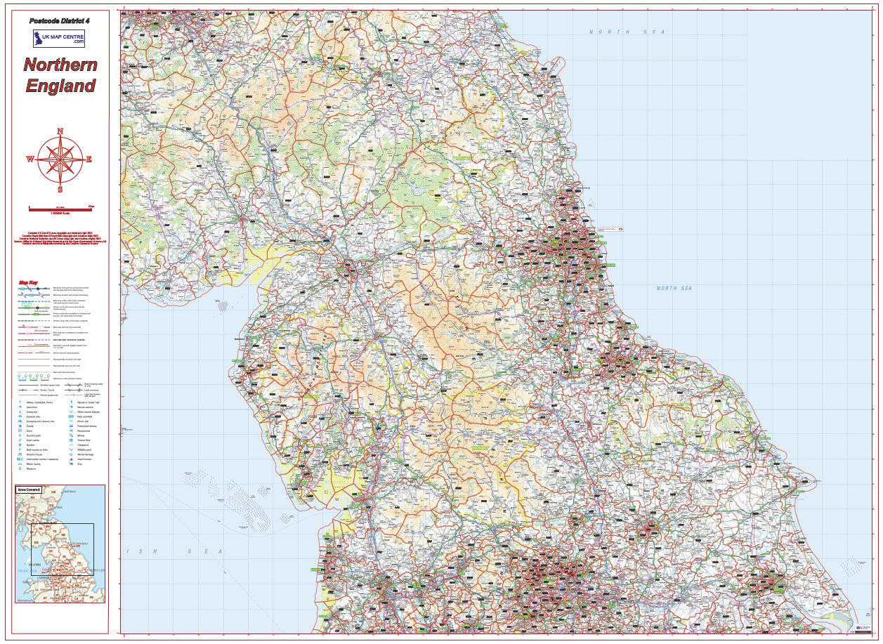 Postcode District Map 4 - Northern England - Digital Download