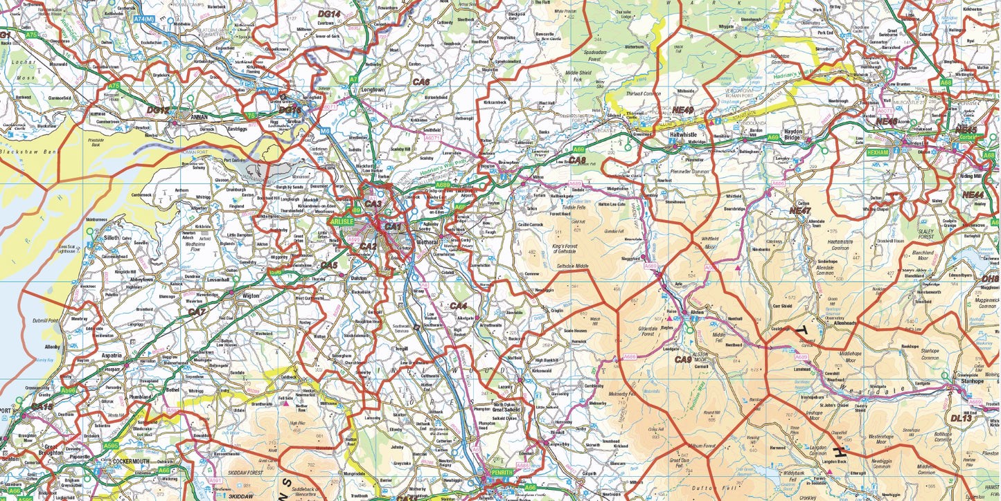 Postcode District Map 4 - Northern England - Digital Download