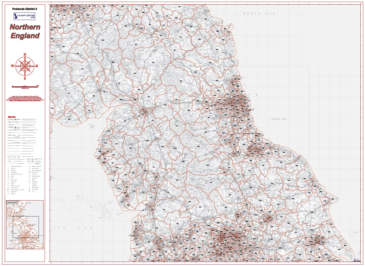 Postcode District Map 4 - Northern England - Digital Download