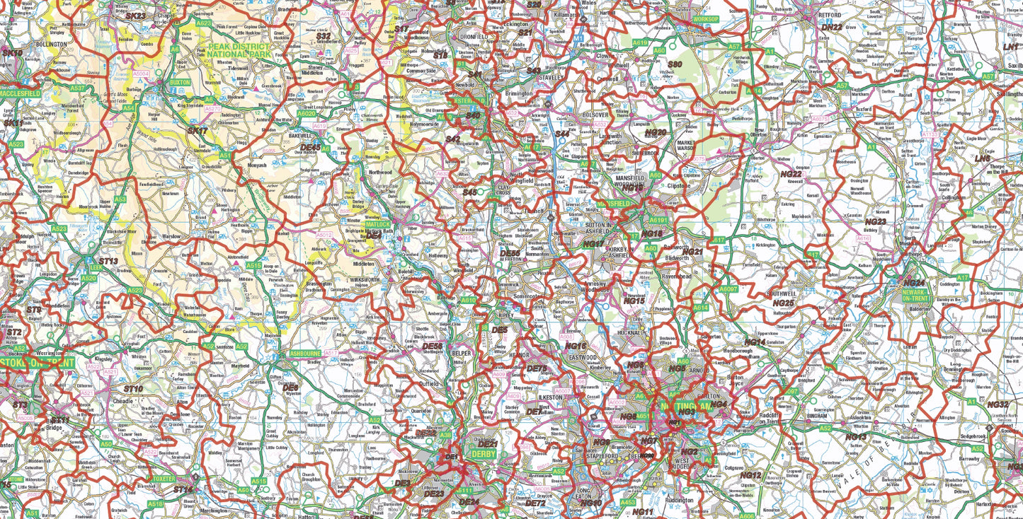 Postcode District Map 5 - East Midlands & East Anglia - Digital Download