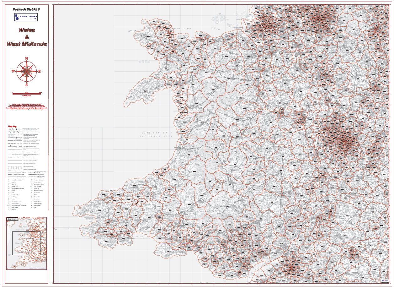 Postcode District Map 6 - Wales & West Midlands - Digital Download
