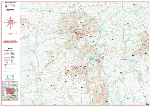 Postcode City Sector Map - Preston - Digital Download