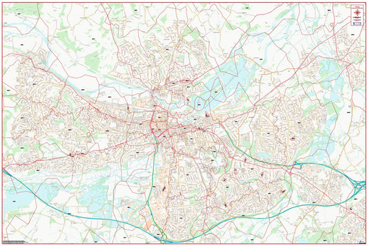 Central Reading Postcode City Street Map - Digital Download