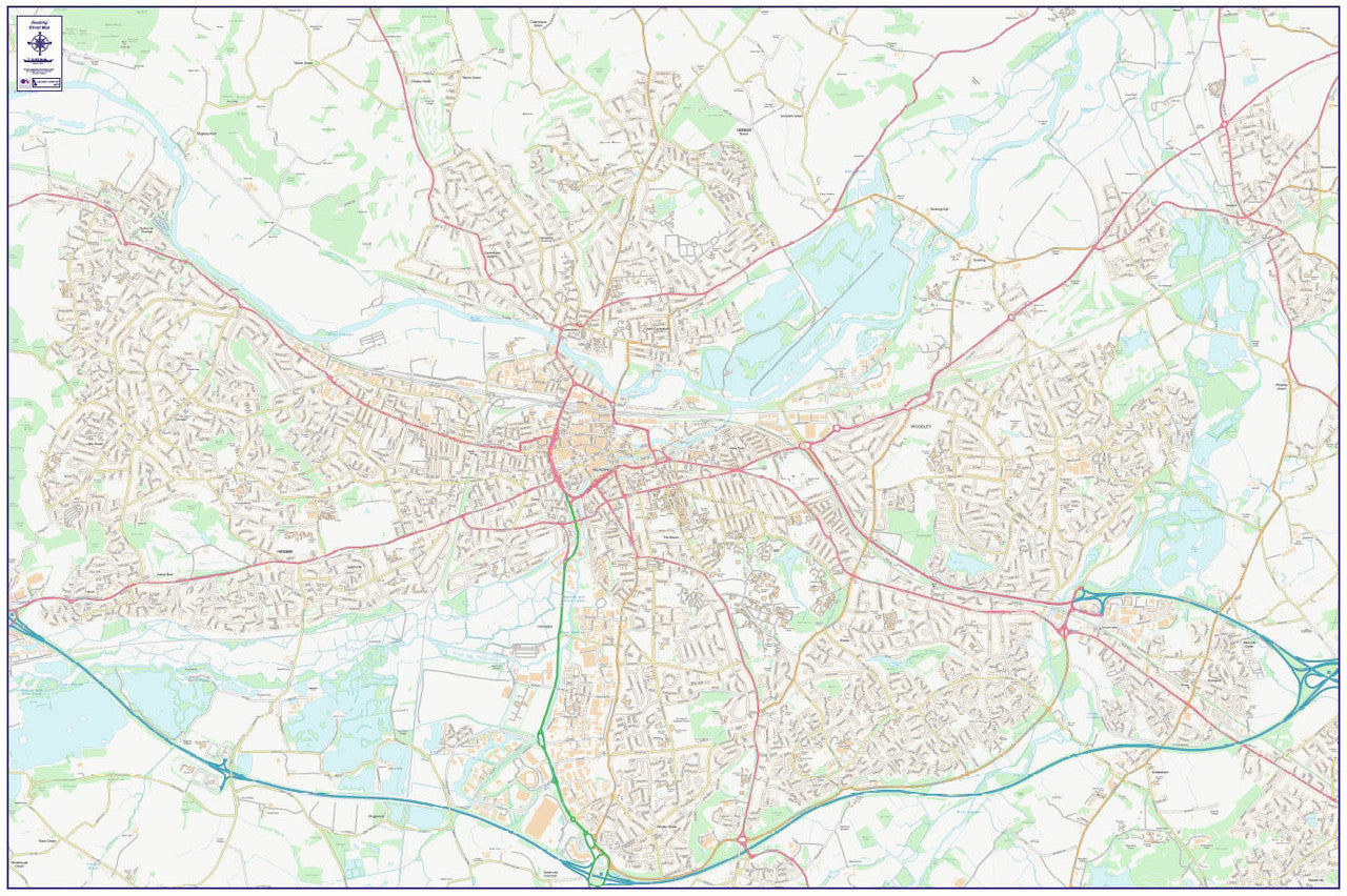 Central Reading City Street Map - Digital Download