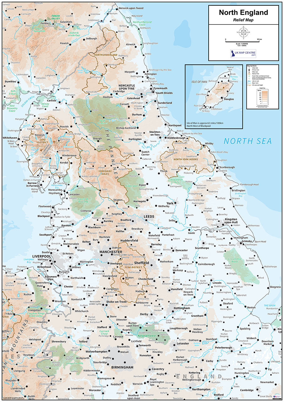 Relief Map 3 - Northern England - Digital Download