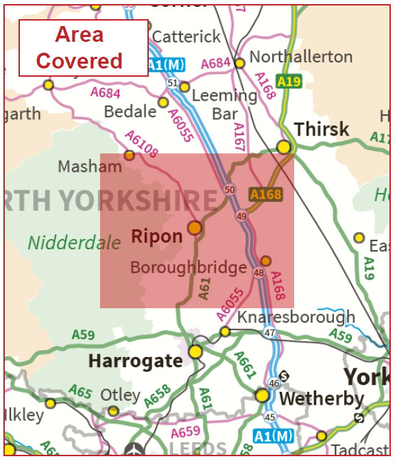 Postcode City Sector Map - Ripon - Digital Download