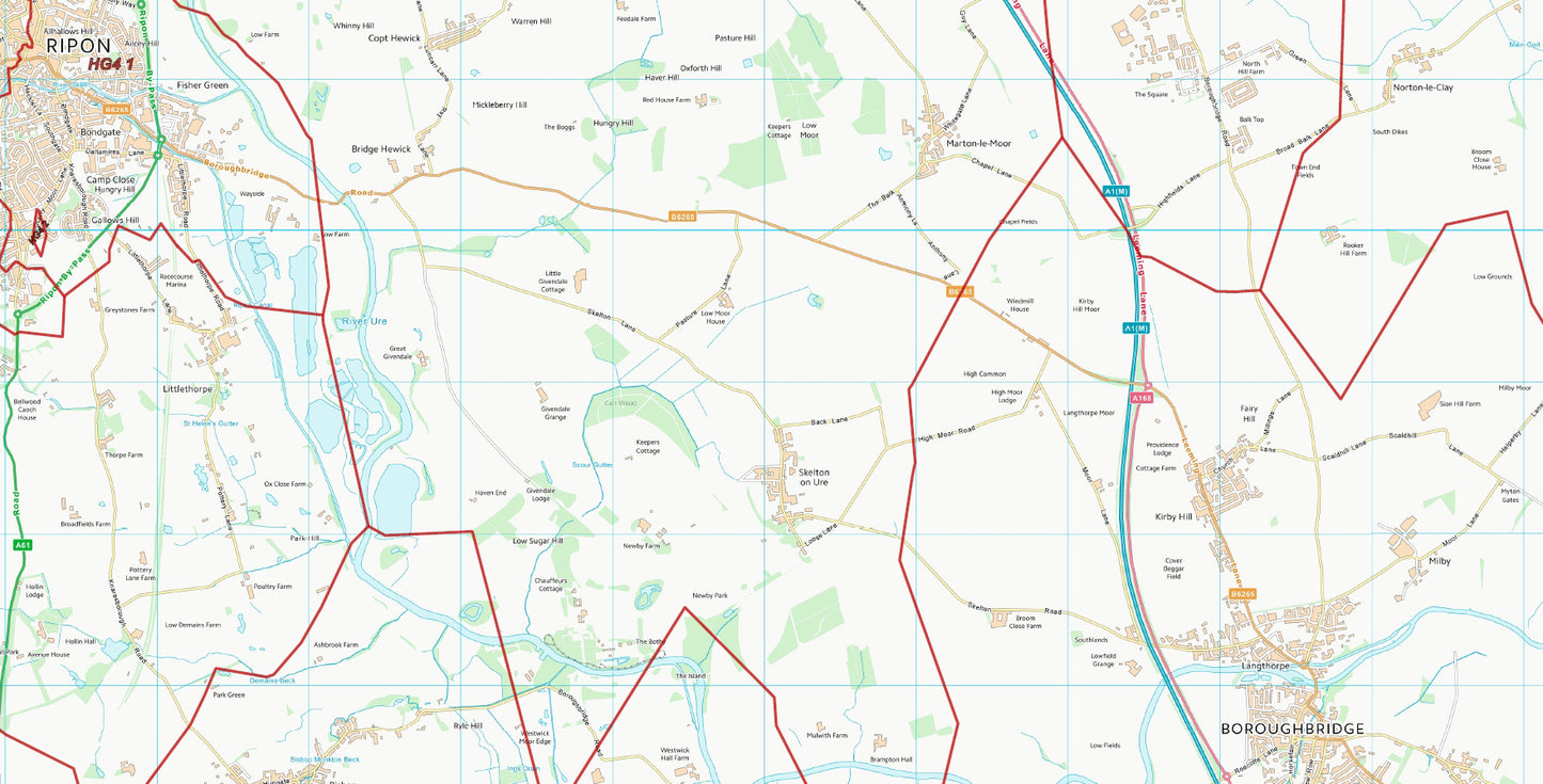 Postcode City Sector Map - Ripon - Digital Download