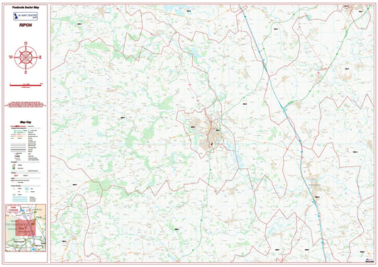 Postcode City Sector Map - Ripon - Digital Download