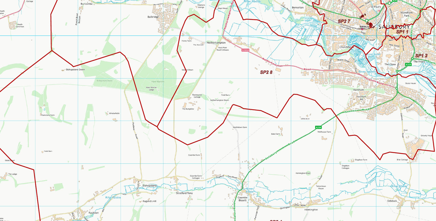 Postcode City Sector Map - Salisbury - Digital Download