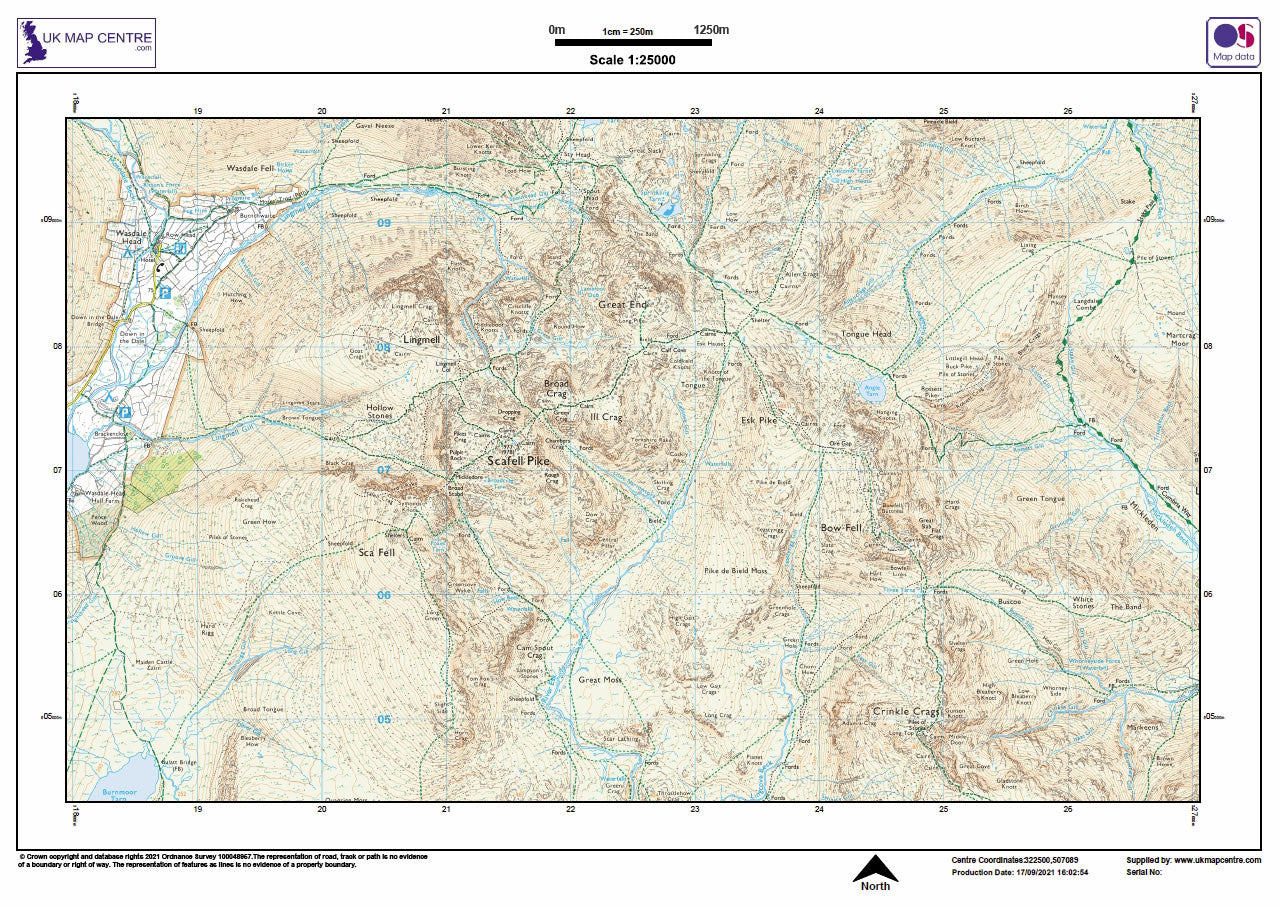Scafell Pike 25k A3 - OS Walking Map Download