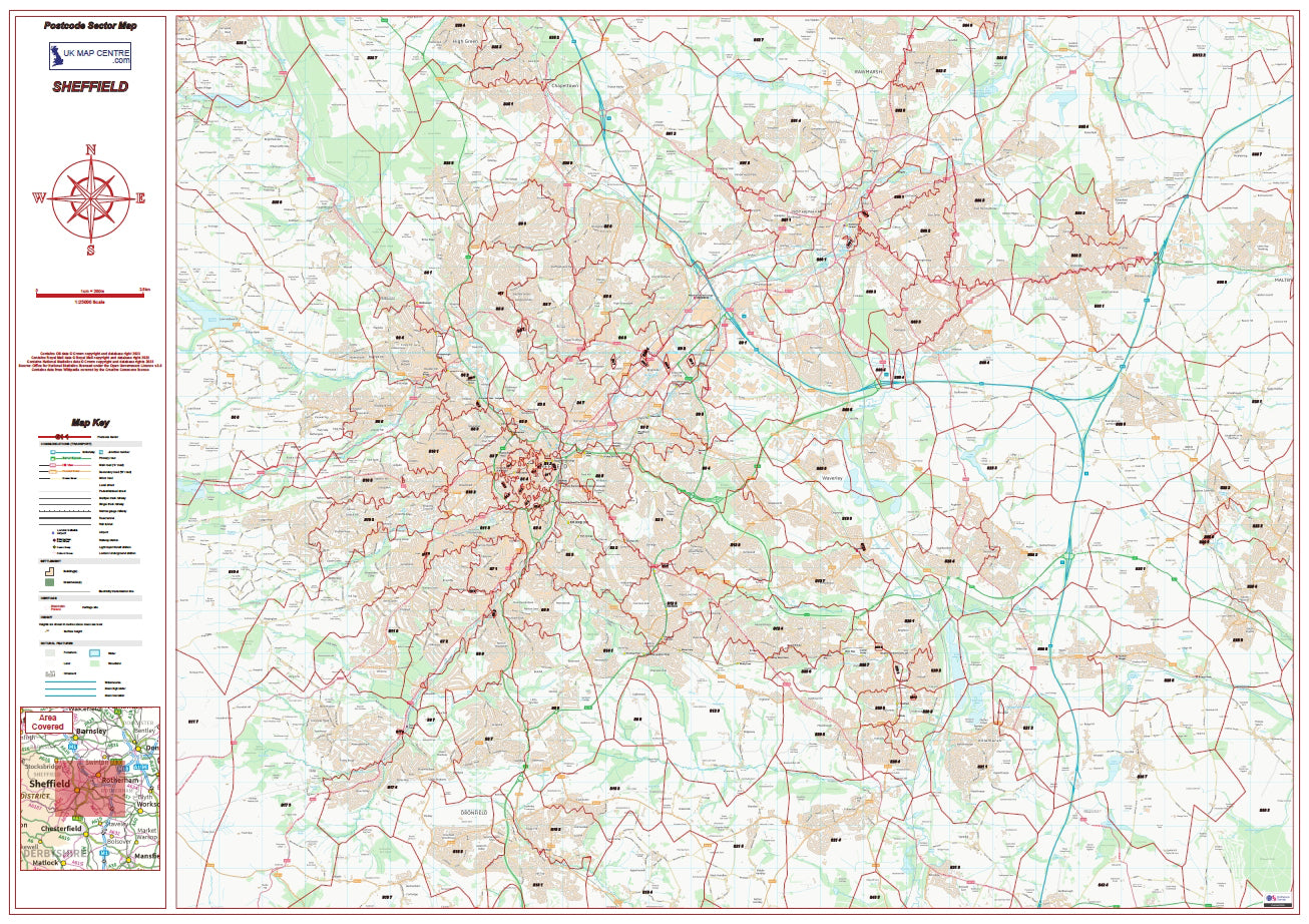 Postcode City Sector Map - Sheffield - Digital Download