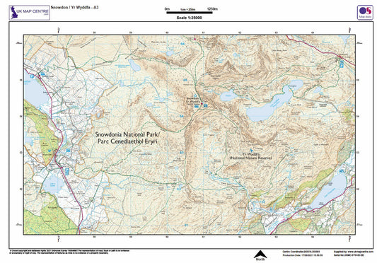 Snowdon / Yr Wyddfa 25k Southern and Eastern Routes - OS Walking Map Download