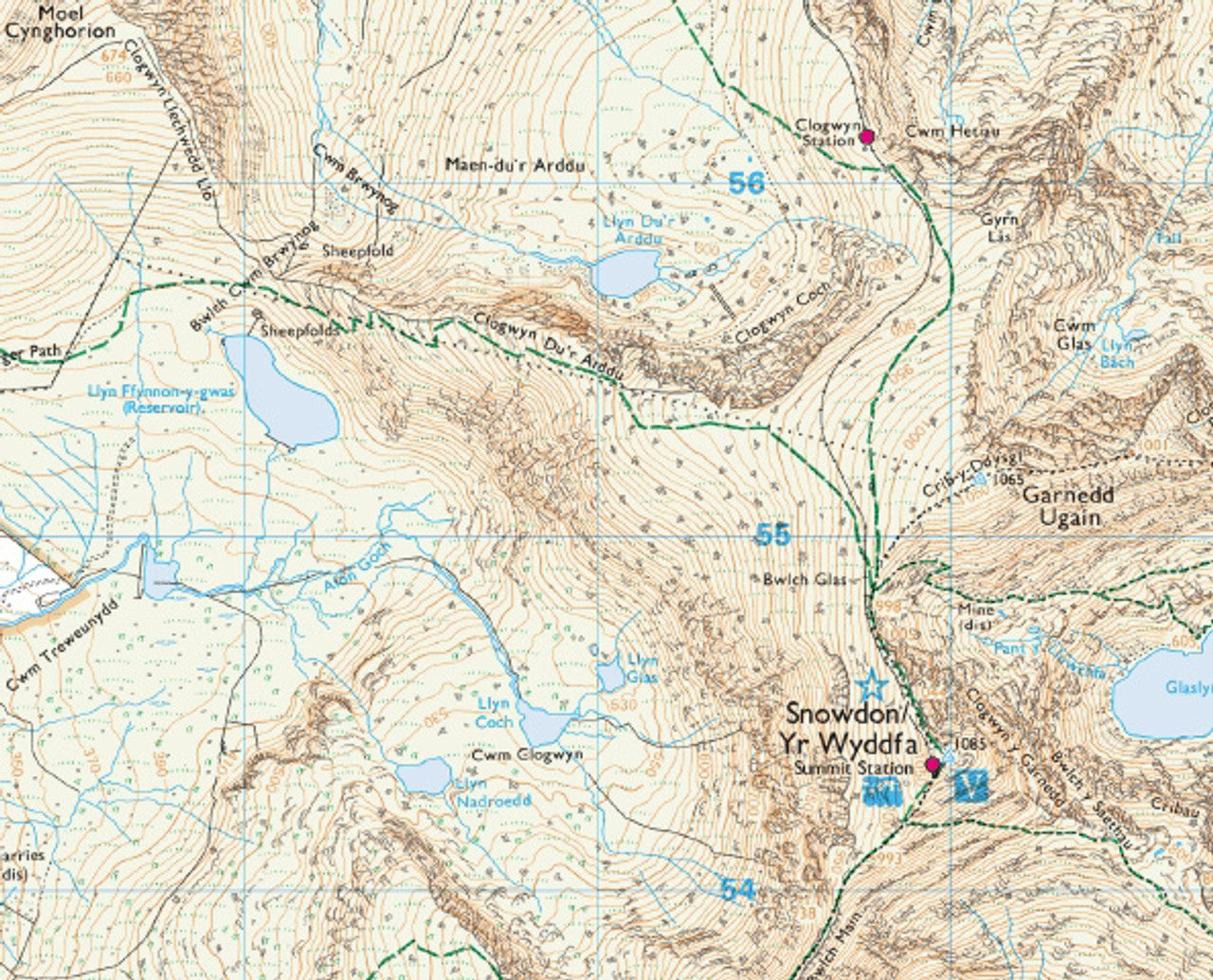 Snowdon / Yr Wyddfa 25k Southern and Eastern Routes - OS Walking Map Download