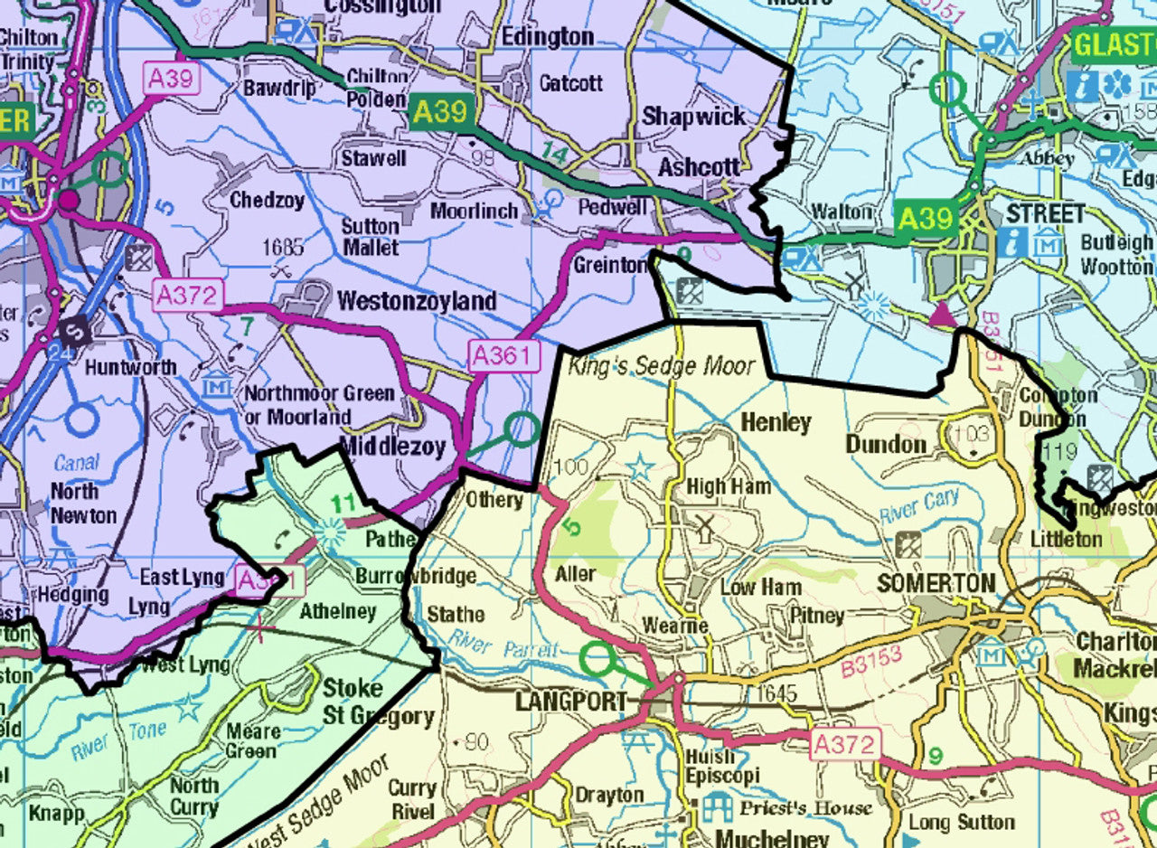 Somerset and Bristol County Boundary Map - Digital Download