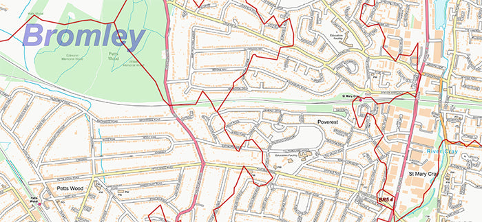 South East London Postcode City Street Map - Digital Download