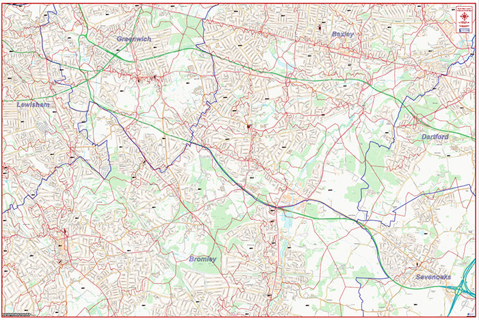 South East London Postcode City Street Map - Digital Download