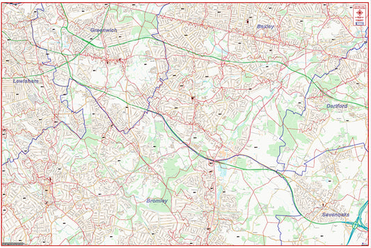 South East London Postcode City Street Map - Digital Download