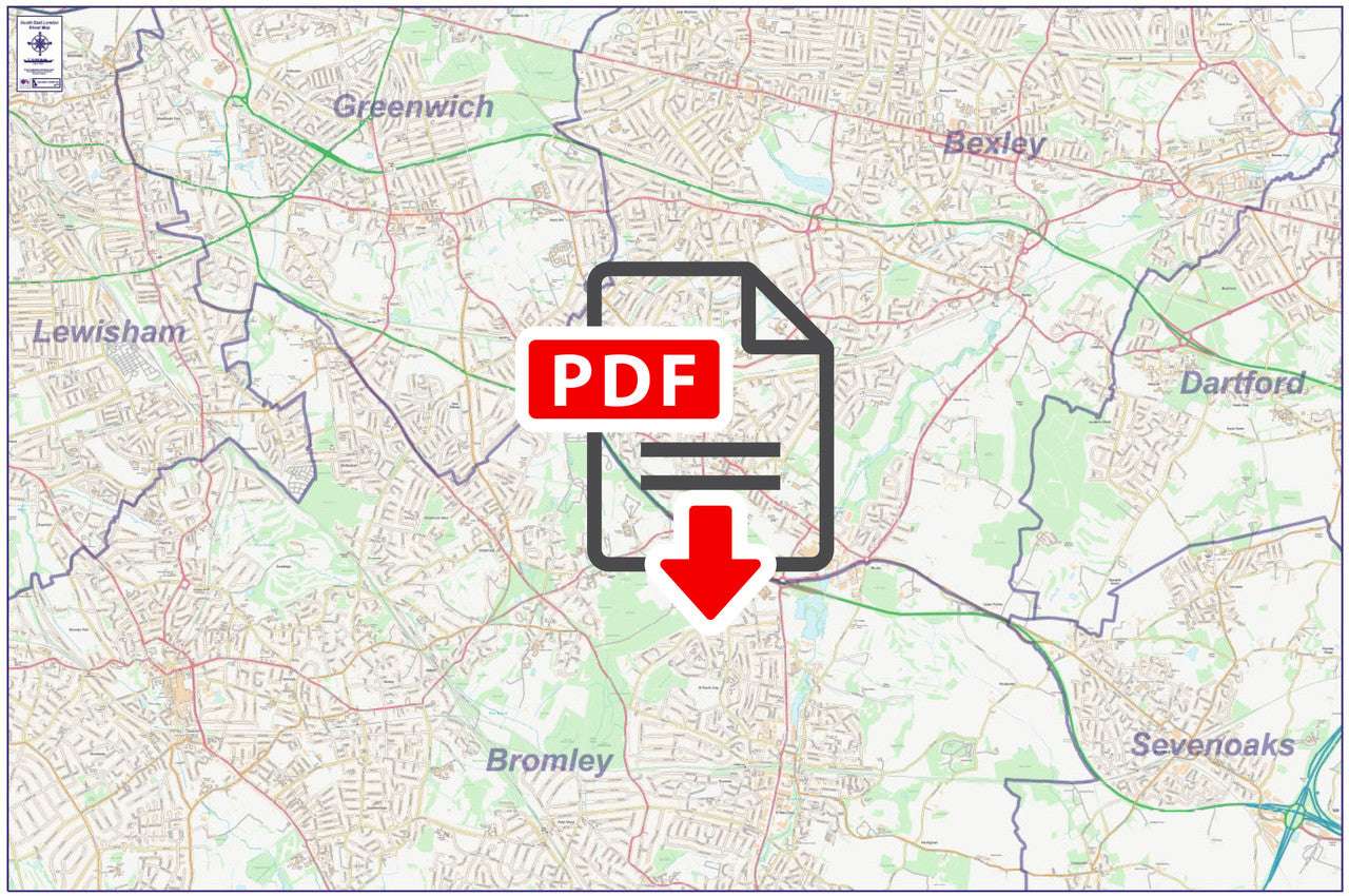 South East London City Street Map - Digital Download