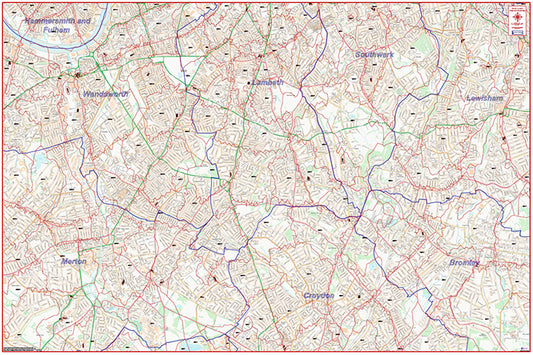 South London Postcode City Street Map - Digital Download