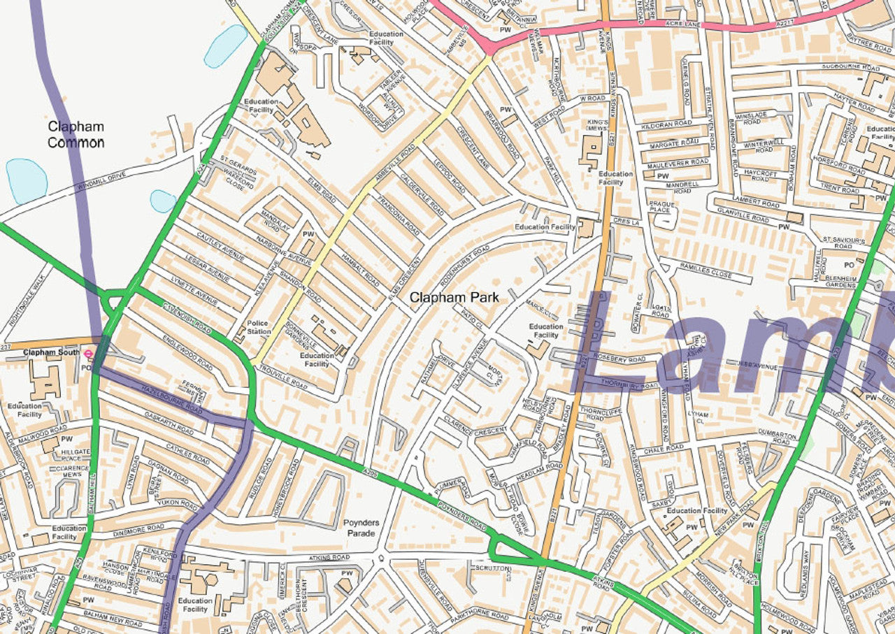 South London City Street Map - Digital Download