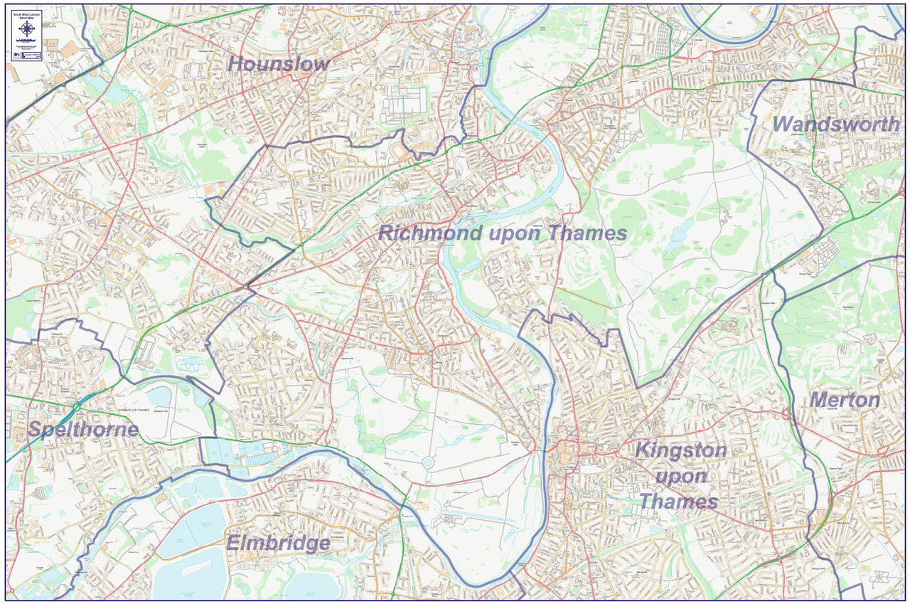 South West London City Street Map - Digital Download
