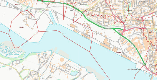 Central Southampton Postcode City Street Map - Digital Download
