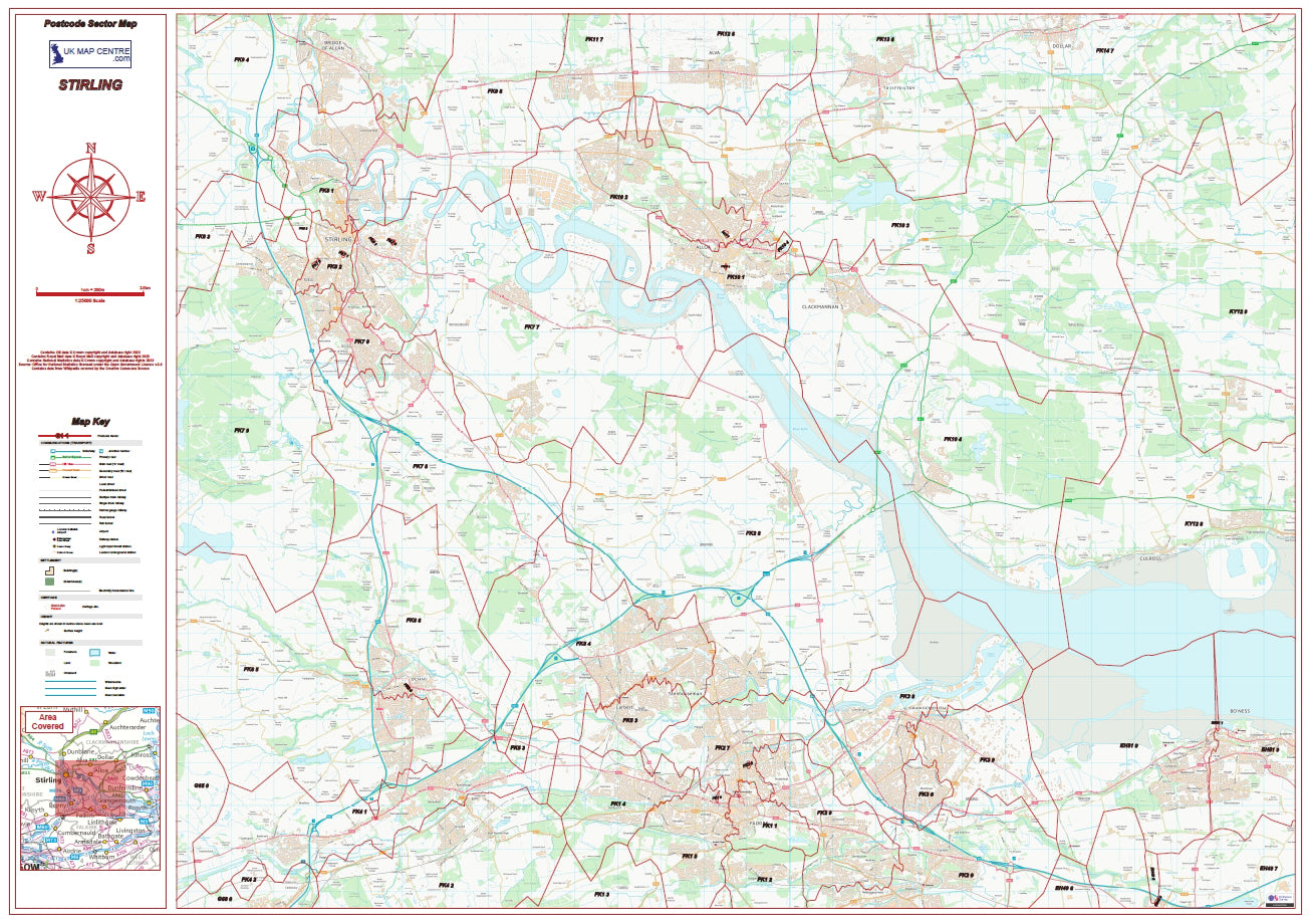 Postcode City Sector Map - Stirling and Falkirk - Digital Download