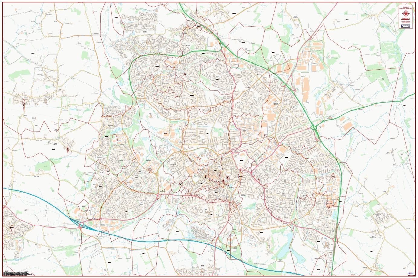 Central Swindon Postcode City Street Map - Digital Download